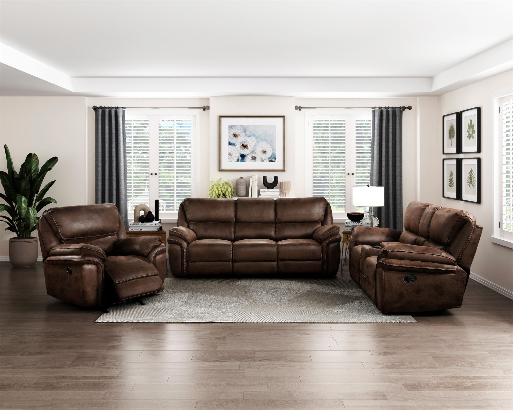 Leather Reclining Sofa Microfiber Sofa Set Hokku Designs Plush