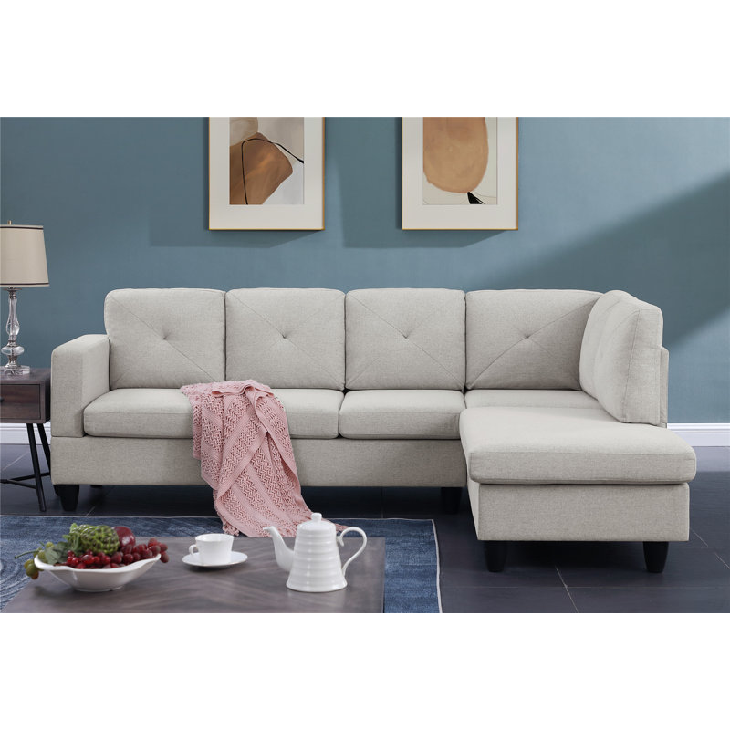 Arsalan 2 - Piece Upholstered Sectional, Light Gray 100% Linen