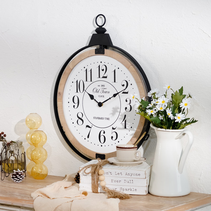 Oversized Old Town Round Frame With Top Loop Wall Clock