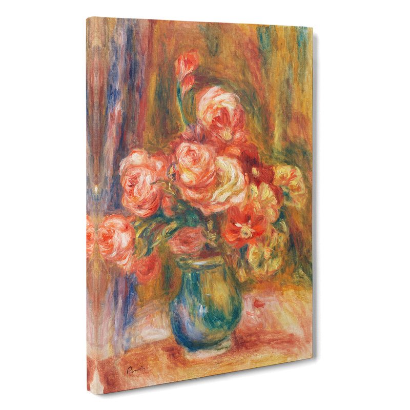 Vase of Roses by Pierre-Auguste Renoir - Wrapped Canvas Painting, 50cm H x 35cm W x 3cm D