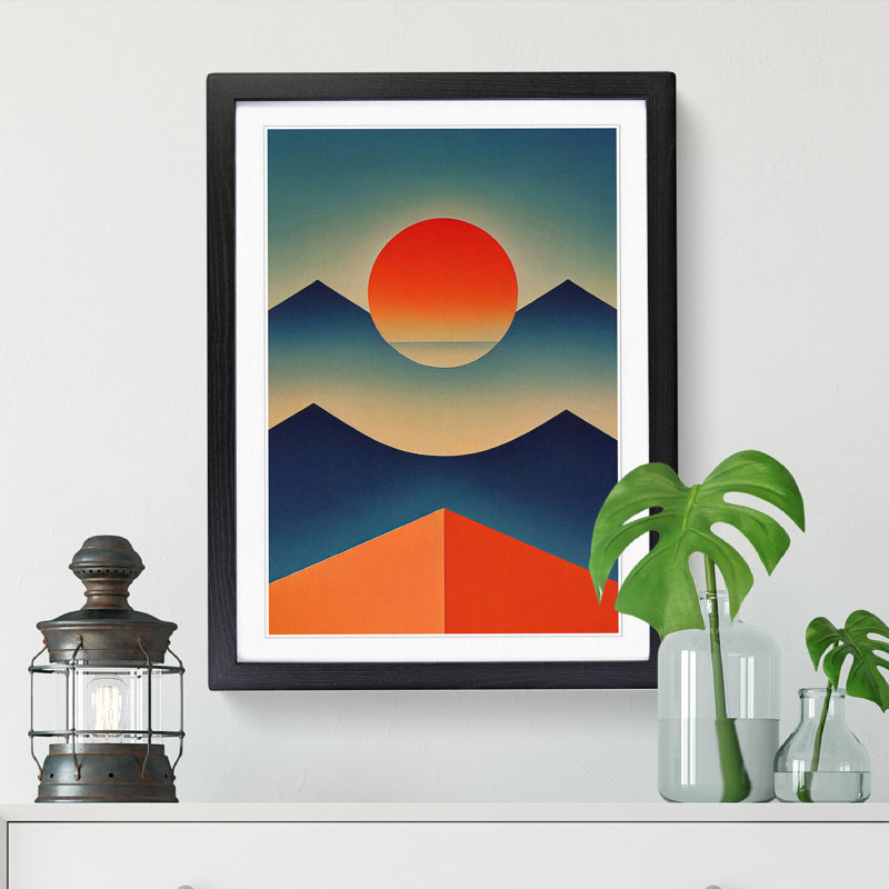 Anga Minimalism Sunset - Picture Frame Print, 34cm H x 25cm W x 2cm D, Oak