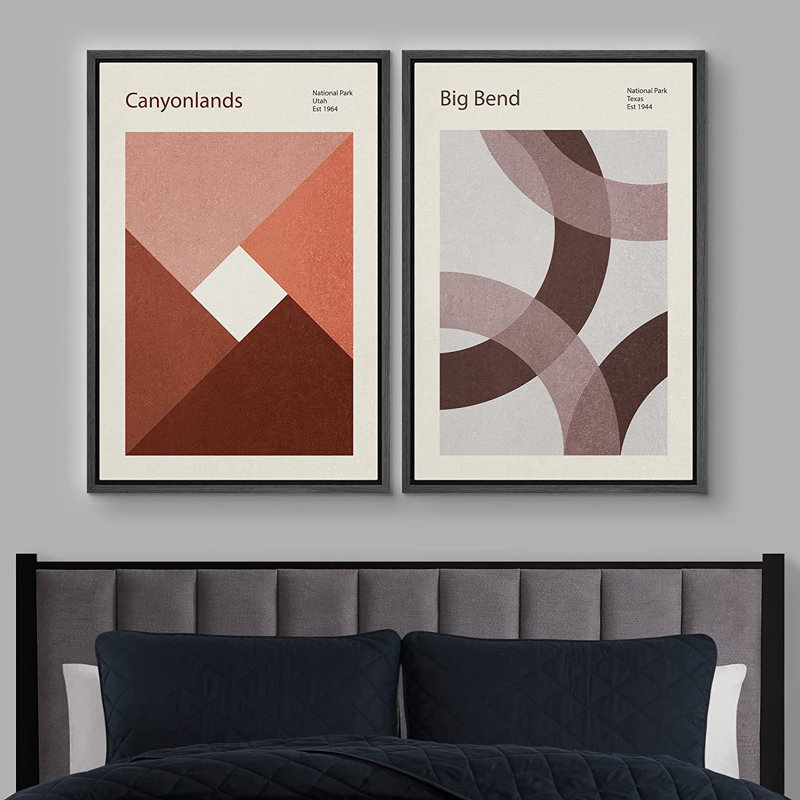Abstrait, blocs de couleurs vives et abstraites, impression d'art sur toile encadrée, parc national de Canyonlands Big Bend, formes abstraites, illustrations, art moderne décoratif pour le salon, la chambre à coucher, le bureau