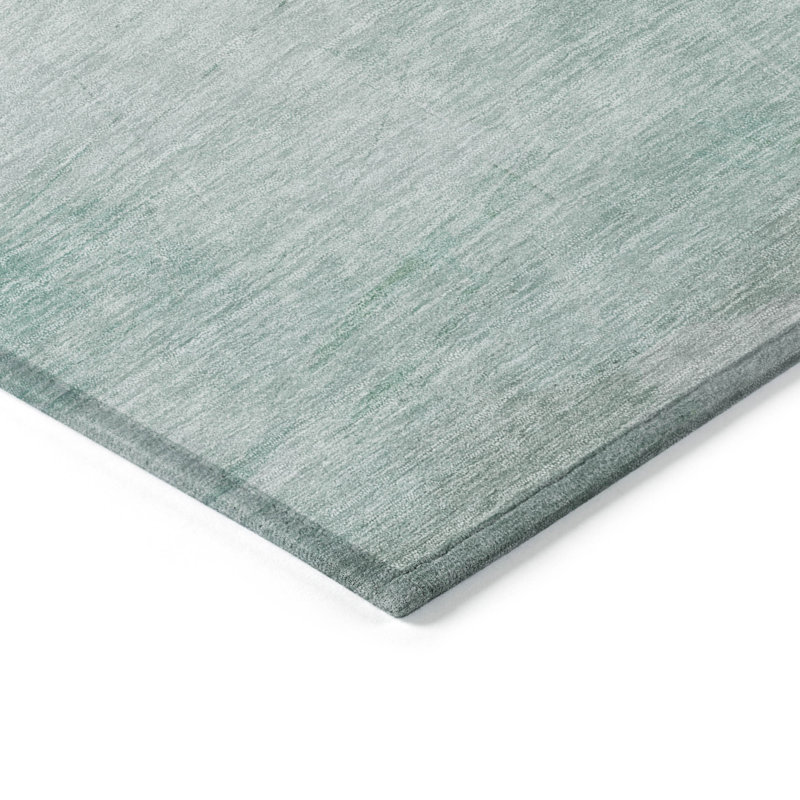 8' x 10' Seafoam and Gray Synthetic Washable Rug