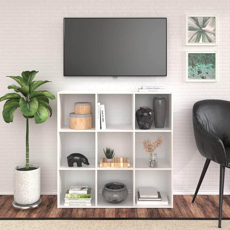 Étagère de rangement réversible ouverte empilable pour l'organisation de la maison et du bureau, blanc