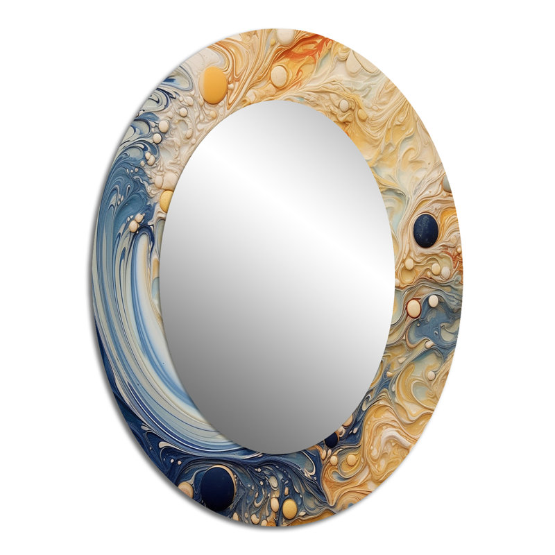 Décoration murale crème ovale crème en marbre Nebula Marble II, 40 po x 30 po