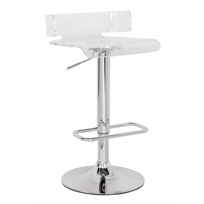 Kail Swivel Adjustable Height Counter Stool with Metal Frame, Clear