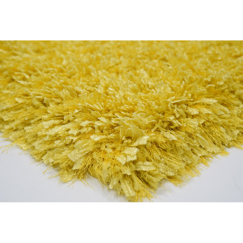 Tapis jaune en coton touffeté à la main Mcnulty, Rectangle 5 pi x 7 pi