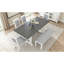 Ensemble de table de salle à manger à tréteaux extensible 76,9 pouces avec rallonge amovible TopMAX 6 pièces, ensemble de table de cuisine avec chaise d'appoint rembourrée et banc, blanc et gris