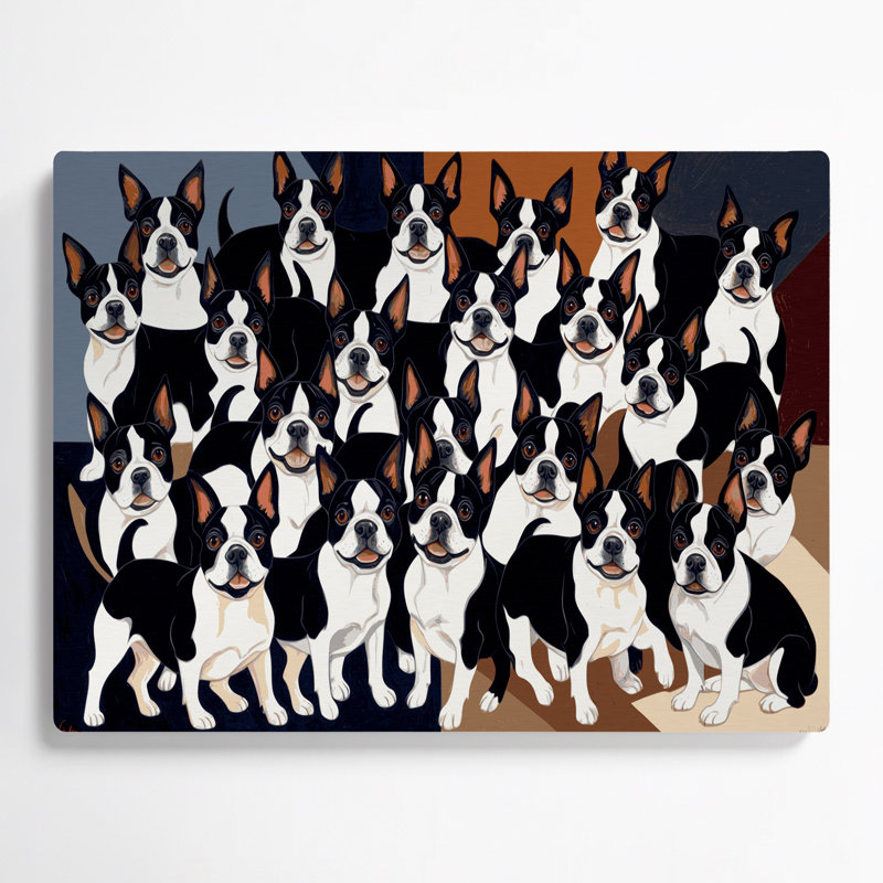 «Dogs Boston Terrier», art mural en métal mauve, H 8 po x l 10 po