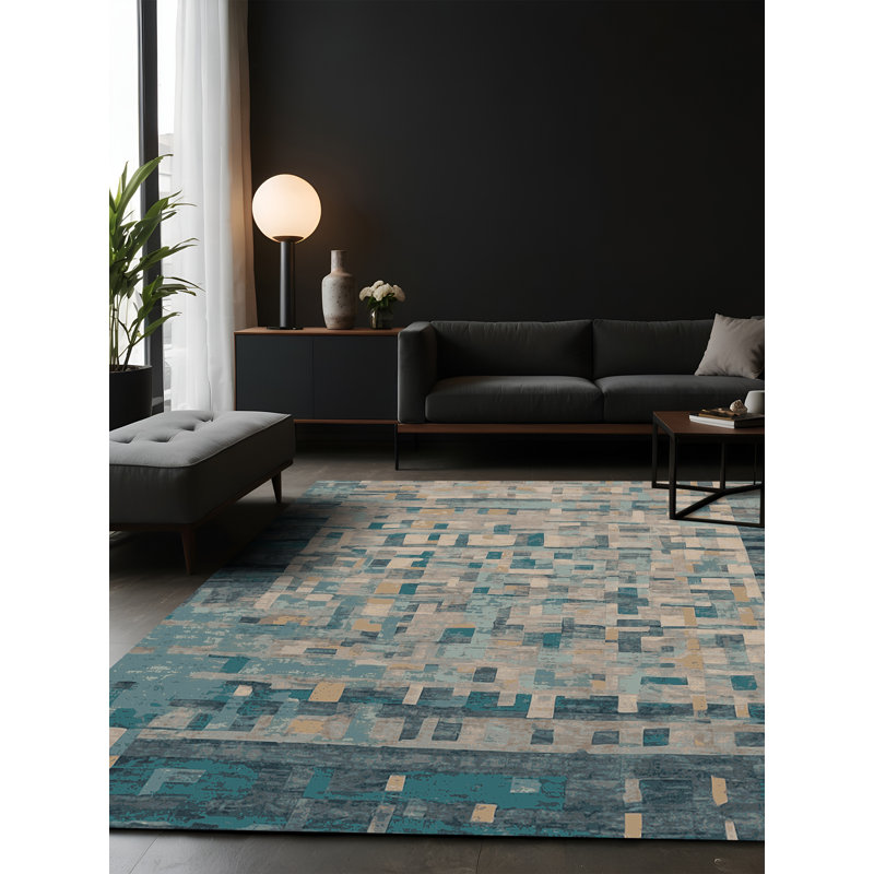 Tapis gris soyeux et moelleux, Rectangle 2 pi x 3 pi