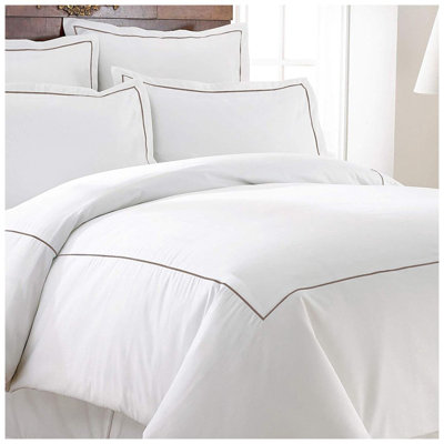 500TC Cotton Single Embroidery Sateen Solid Duvet Cover Set
