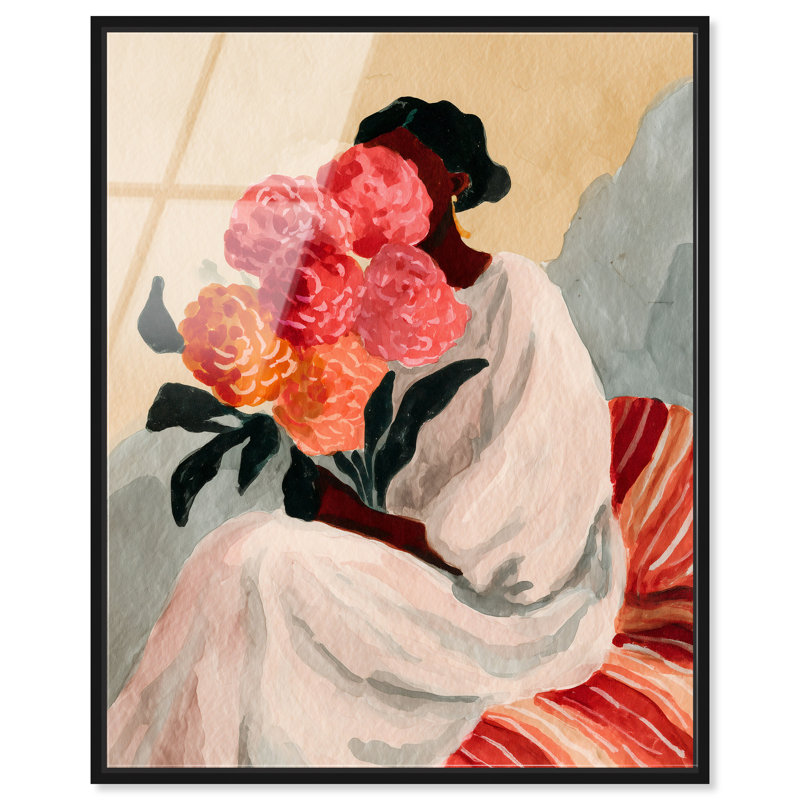 «Draped in White», impression murale encadrée par Art Remedy, cadre noir, 36 x 45, 37"H x 46"W, Cadre noir