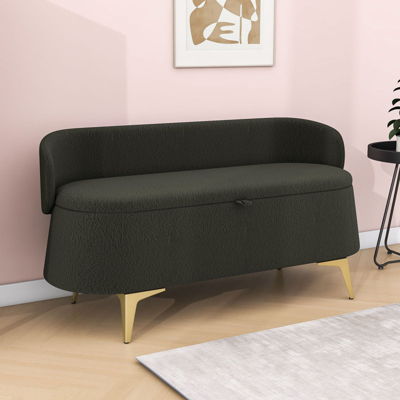 Upholstered Bed End Sofa Stool with Storage Space, Green