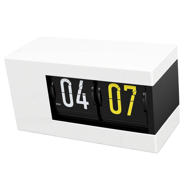 Réveil électronique à bascule 12 h AM/PM, automatique, moderne, à piles, avec éclairage DEL, blanc, idéal pour chambre et salon.