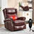 Heat Massage Manual Recliner Chair with Rocker and Swivel in Genuine leather for Living Room,Red