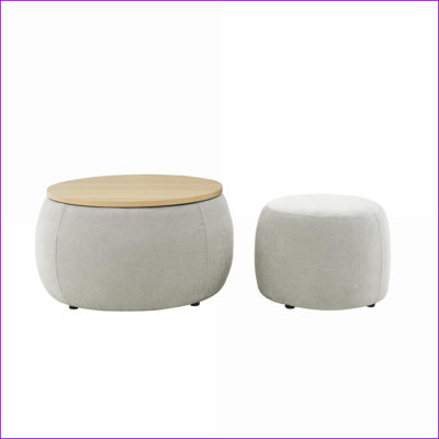 Ottoman with Storage, 2-in-1 End Table &amp; Seat for Living Room, Modern Light Gray | 25”x25”x14.7” | Light Gray | Foam