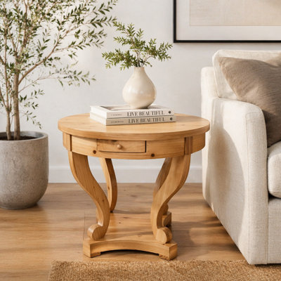 Pieds courbés de style campagnard de petite taille, table de bout, table de bout, table d'appoint, table basse pour coin-repas, cuisine, salle à manger ou salon, bois naturel