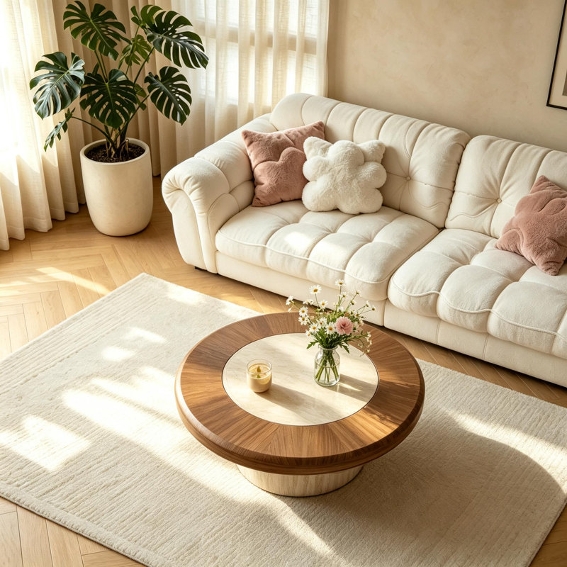 35.43-inch modern mushroom-shaped round coffee table