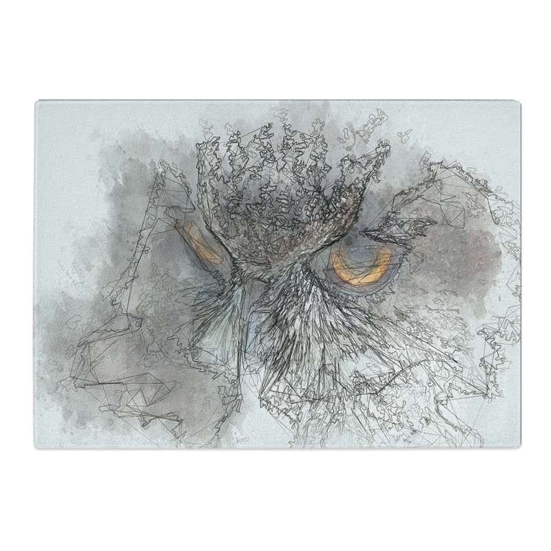 Tempered Glass a Great Horned Owl Chopping Board, 39 cm W x 28.5 cm L