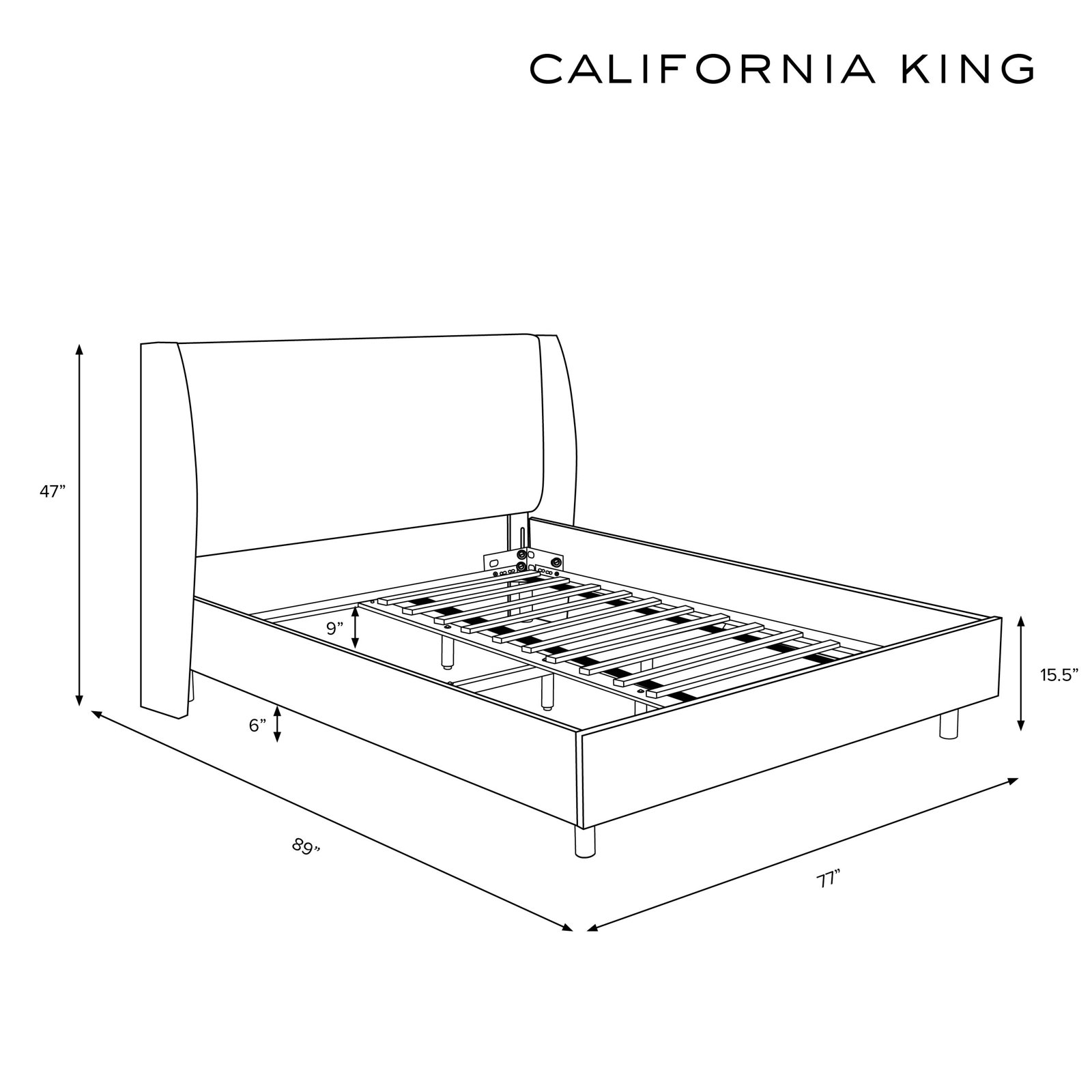 Tilly Upholstered Low Profile Platform Bed, California King, Classic Elephant Boucle