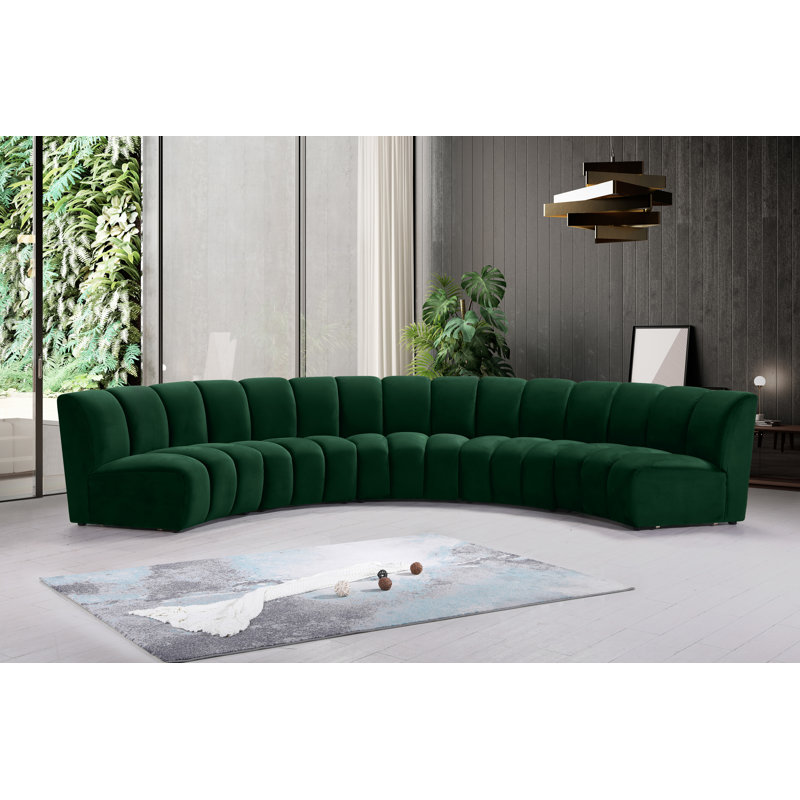 Canapé modulaire en velours Infinity, Velours vert, 5 pièces