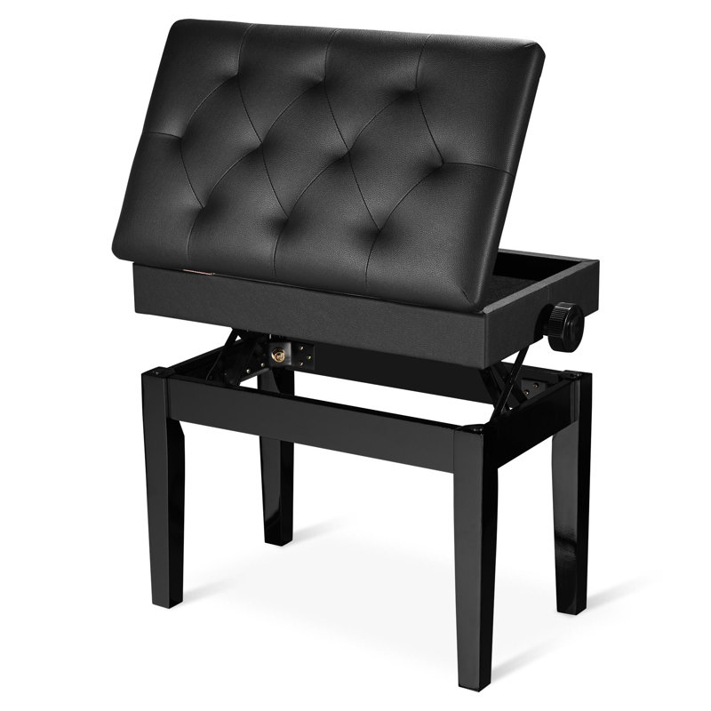 Banc de rangement en similicuir Elmedin, Noir, H 22,83 po x l 22,05 po x P 13,39 po
