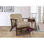 Chaise d'appoint Mid-Century moderne, tissu brun, chaise contemporaine en bois massif avec housse, accoudoirs de 24,5 po de hauteur