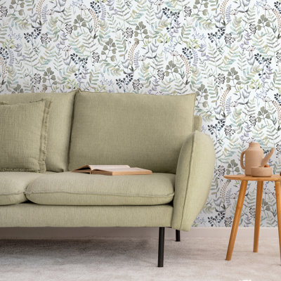 Papier peint vert botanique Olivia