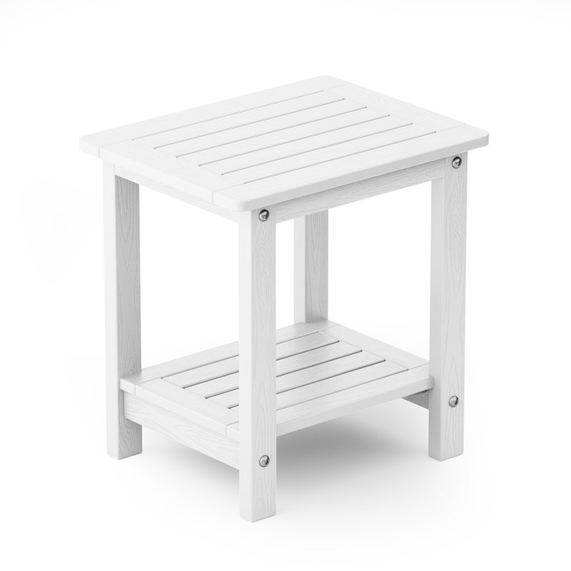 Tables de bout à double couche Adirondack, table de bout carrée et résistante aux intempéries 16 po pour patio, piscine et porche, blanc