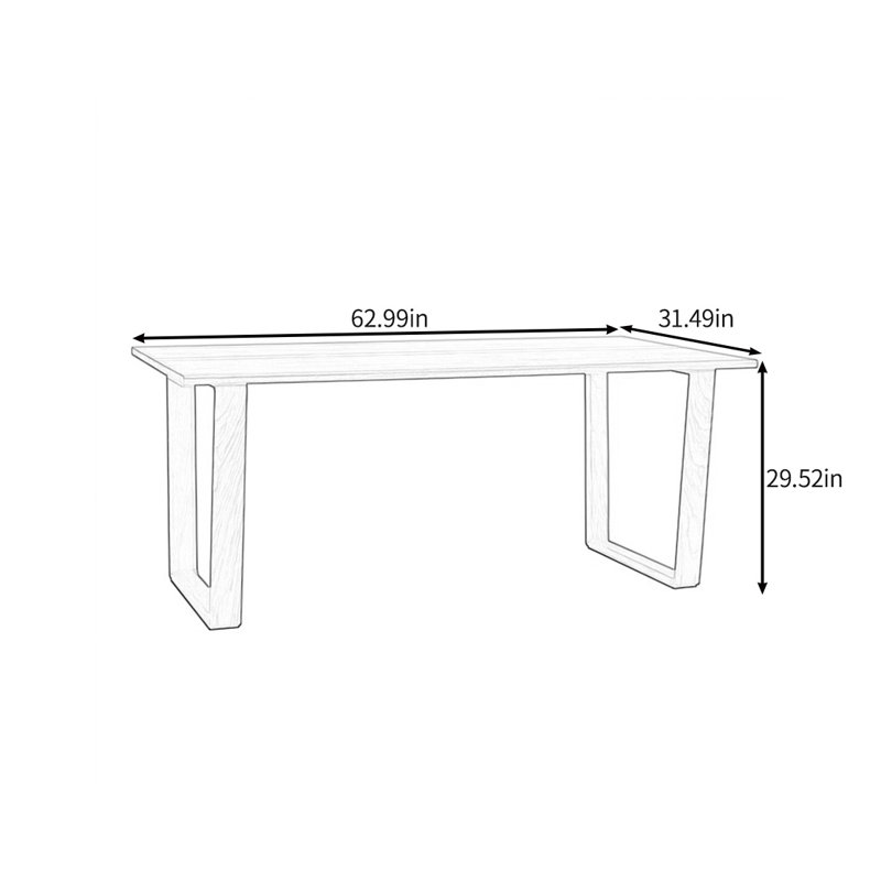Table de salle à manger en noyer noir de qualité, H 29,52 po x L 62,99 po x l 31,49 po