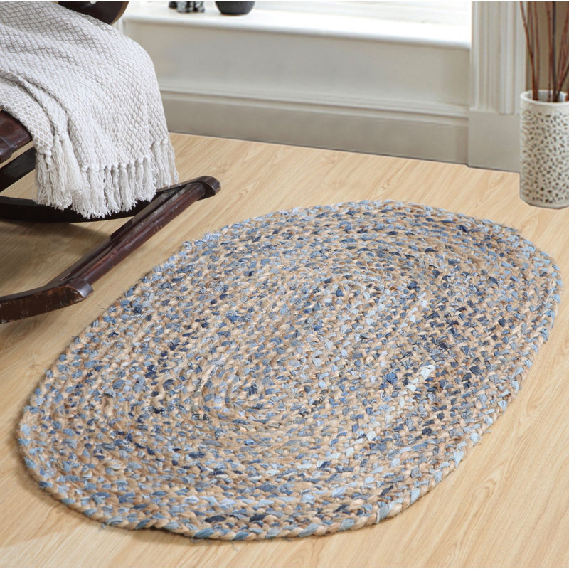 Cheyenne Striped Jute / Sisal Hand Woven Area Rug, Oval 75 x 120cm