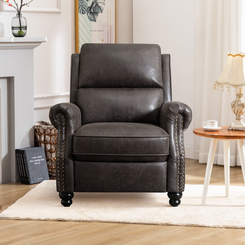 Fauteuil inclinable par pression 34,6 po, Similicuir performance gris-brun