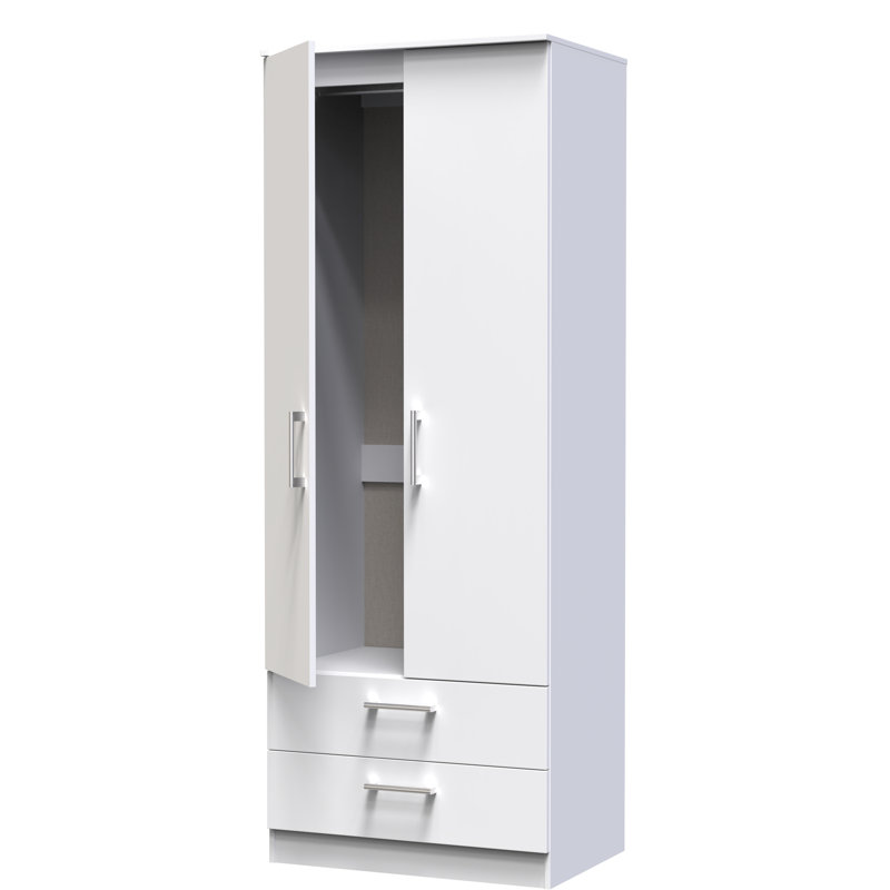 Fully Assembled Devon 1 Door Wardrobe, White, 196" H x 74" W x 53" D