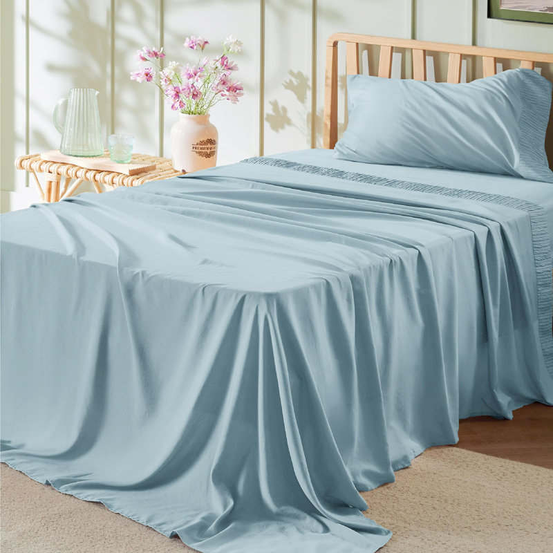 Ensemble de draps en microfibre de polyester pour literie Hotel Luxury, Ensemble de draps pour lit simple avec 1 taie d'or