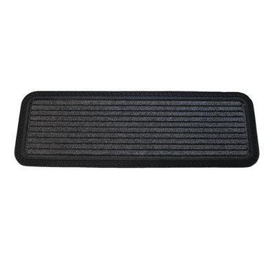 10" X 30" Gray Synthetic Fiber Striped Outdoor Door Mat