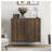 Mid-Century Modern Walnut Sideboard with Gold Legs, Diagonal Wave Storage Cabinet for Living Room & Dining Room