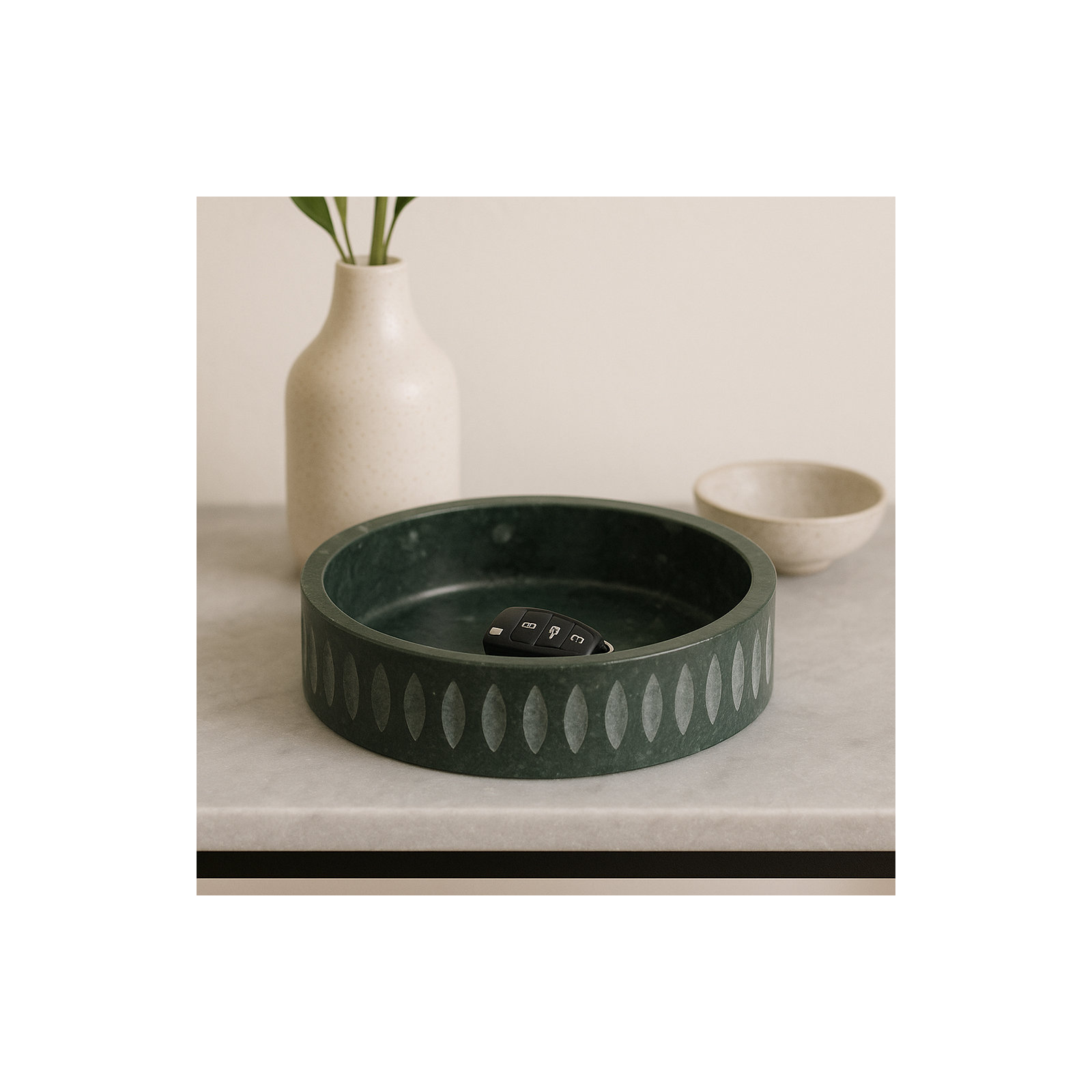 12" Rosalie Green Marble Bowl