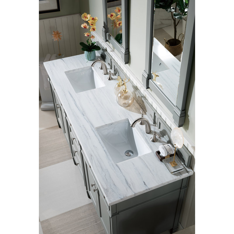 Brittany 72" W Double Vanity, Urban Gray, Lime Delight, 8" Widespread