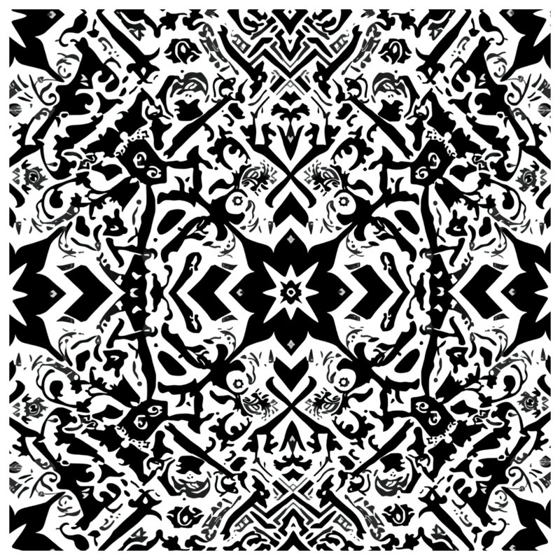 Black White Ornate Pattern Blankets, 50in W x 60in H