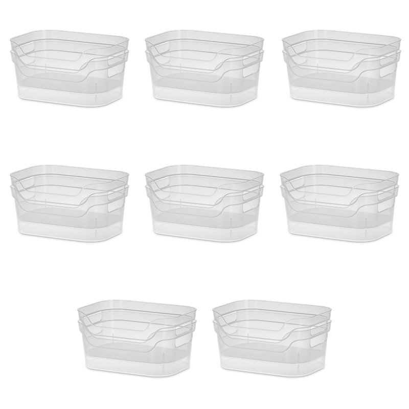 Sterilite Small Open Bins, Storage Container with Handles to Organize Countertops, Pantry