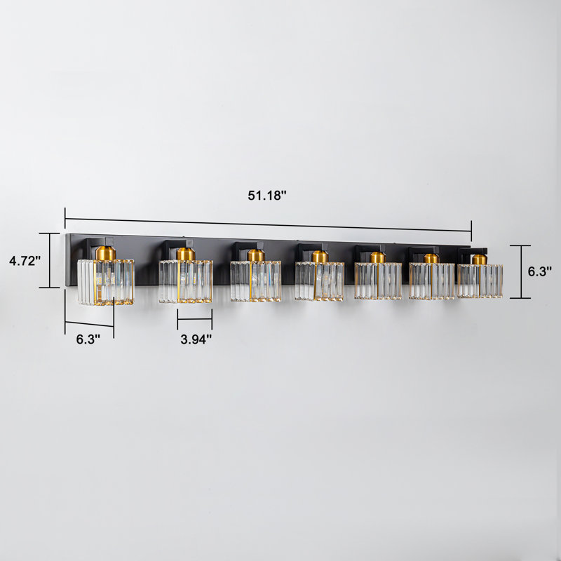 Éclairage pour meuble-lavabo à intensité variable Paislyn, Noir mat / Or, 7