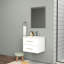 Ensemble de meuble-lavabo mural 24 po avec lavabo et miroir, deux tiroirs, lavabo en céramique, structure en aluminium, assemblage facile, métal à poignée longue, 2 tiroirs de rangement-125515321