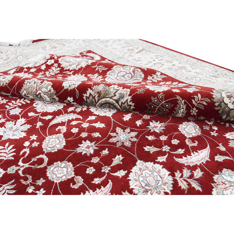 Tapis ivoire et rouge luxueux et complexe Walton Select, Rectangle 10 pi x 14 pi