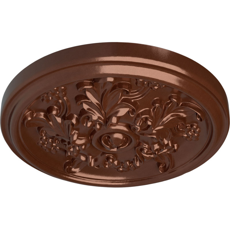 Médaillon de plafond Endurathane Katheryn, DO 14 1/2 po x P 2 3/4 po (convient aux auvents jusqu'à 2 1/8 po), finition cuivre peint à la main