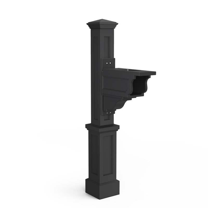Poteau de courrier encastré H 56 po avec porte-journal, Noir