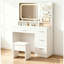  Bureau de coiffeuse avec miroir à DEL tactile et tiroirs de rangement, table de maquillage avec prise de courant et support pour sèche-cheveux pour le salon et le dortoir de la chambre à coucher, blanc
