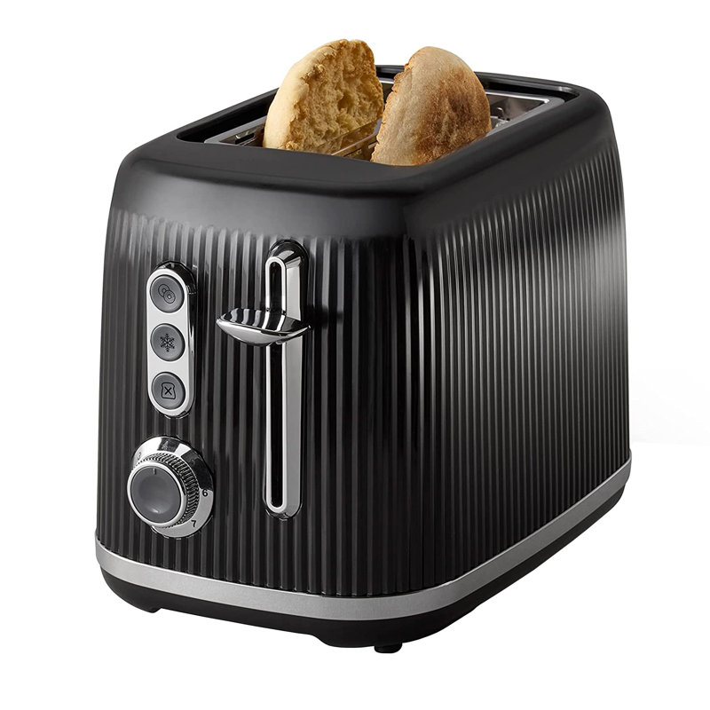 Retro 2 Slice Toaster with Extra Wide Slots in Burgundy, Black
