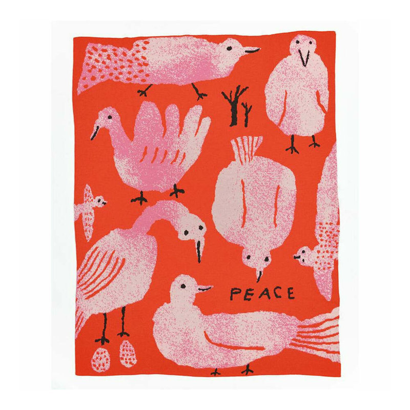 Peace Throw Blanket, Flamingo