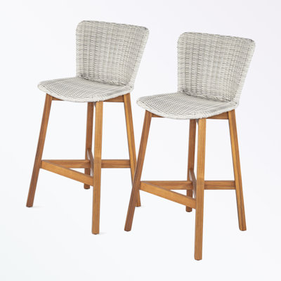 wooden frame Bar stool Set of 2 with footrest by Corrigan Studio