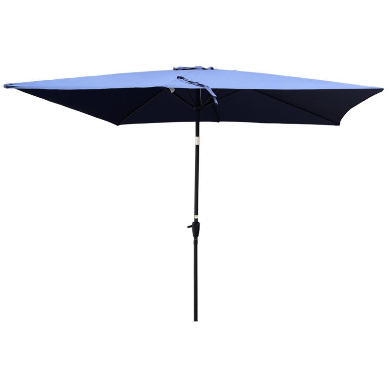 Parasol de patio rectangulaire de 6 pi x 9 pi - imperméable à l'eau à l'extérieur, manivelle et inclinaison faciles, pour piscine de jardin, abri imperméable, construction avec piscine à bouton-poussoir